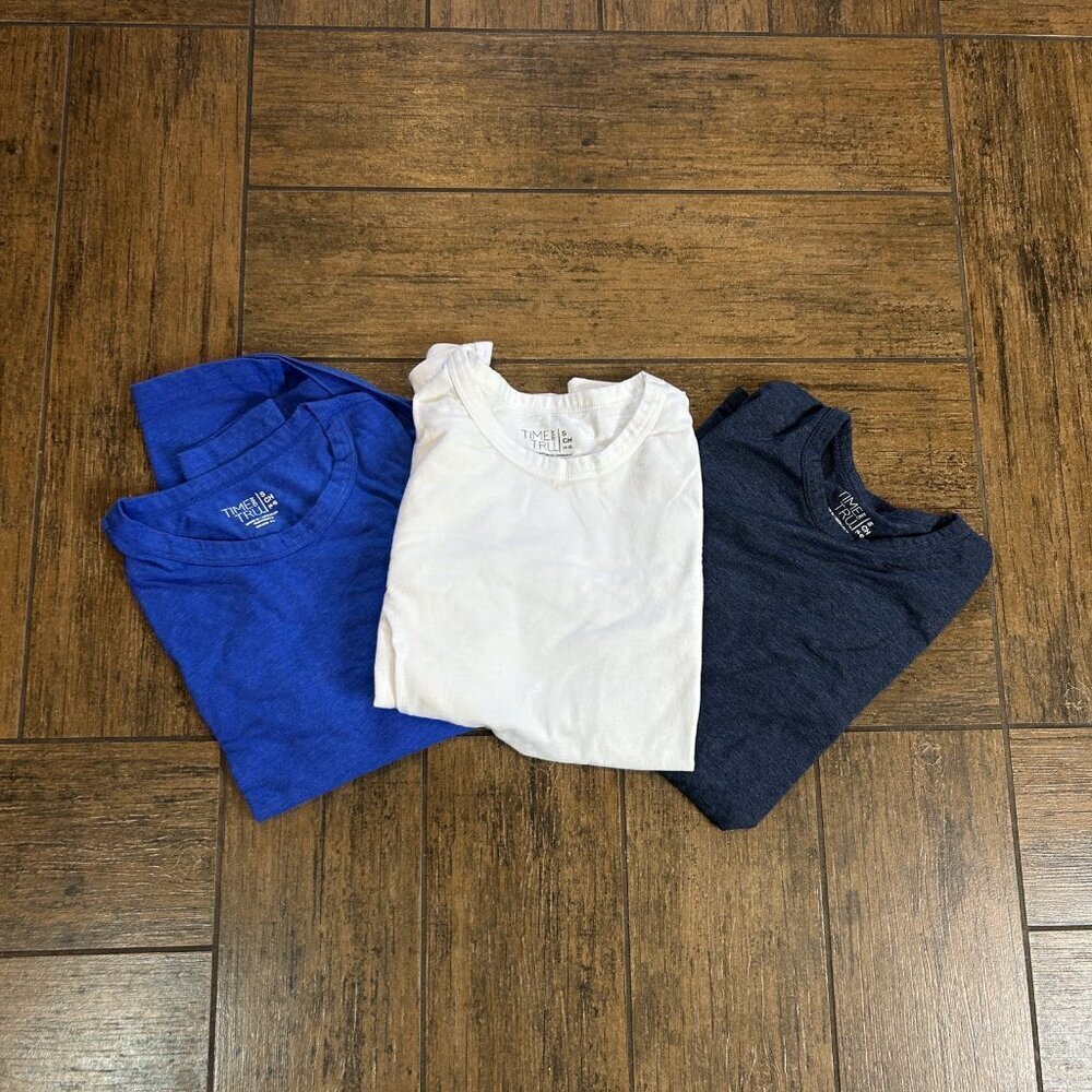 Time and Tru Women's Long Sleeve T shirt Lot of 3 Navy White Blue Size Small - Picture 5 of 7